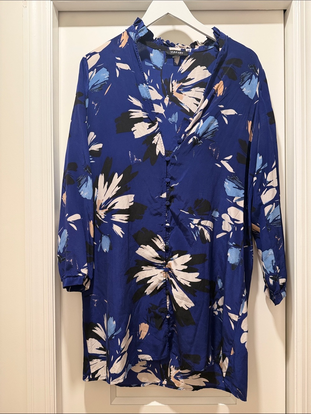 Yumi Kim Royal Blue Floral Button-Front Tunic